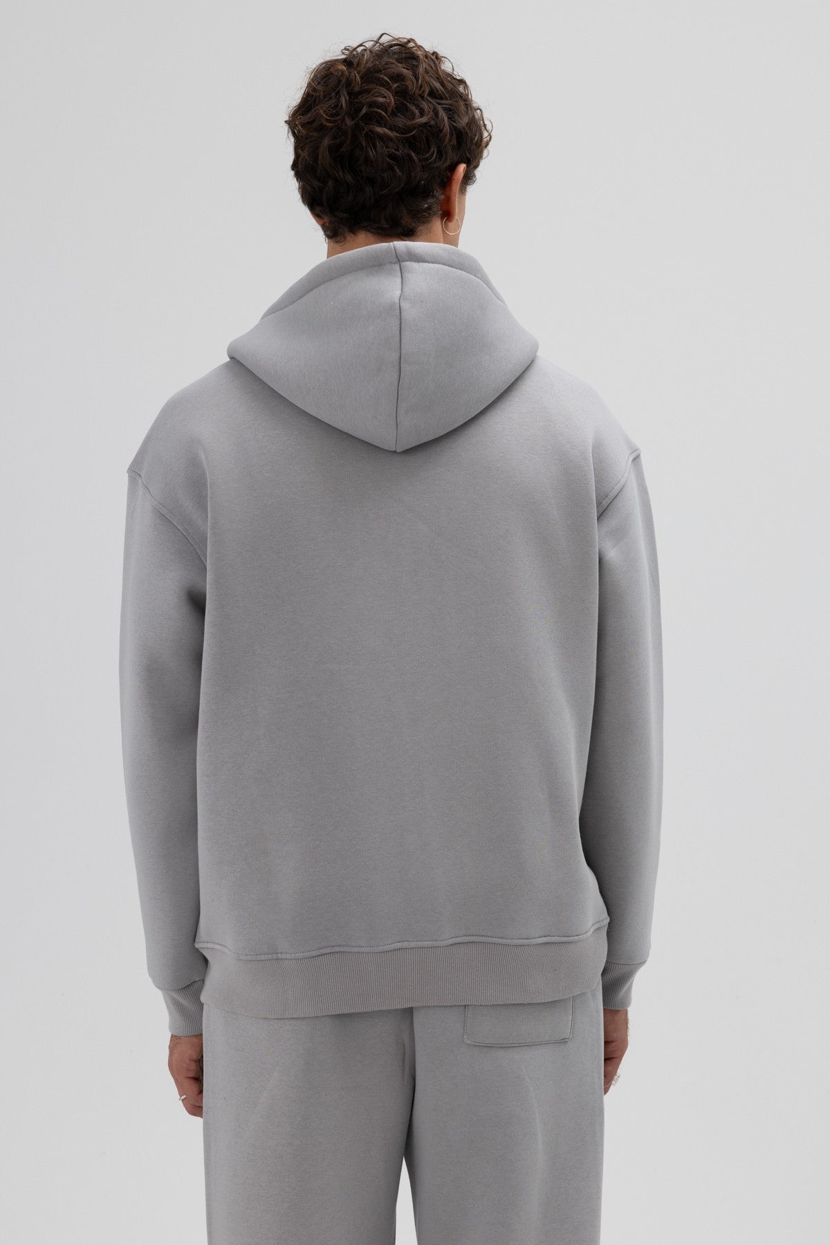 Basic Fermuarlı Oversize Kapüşonlu Sweatshirt