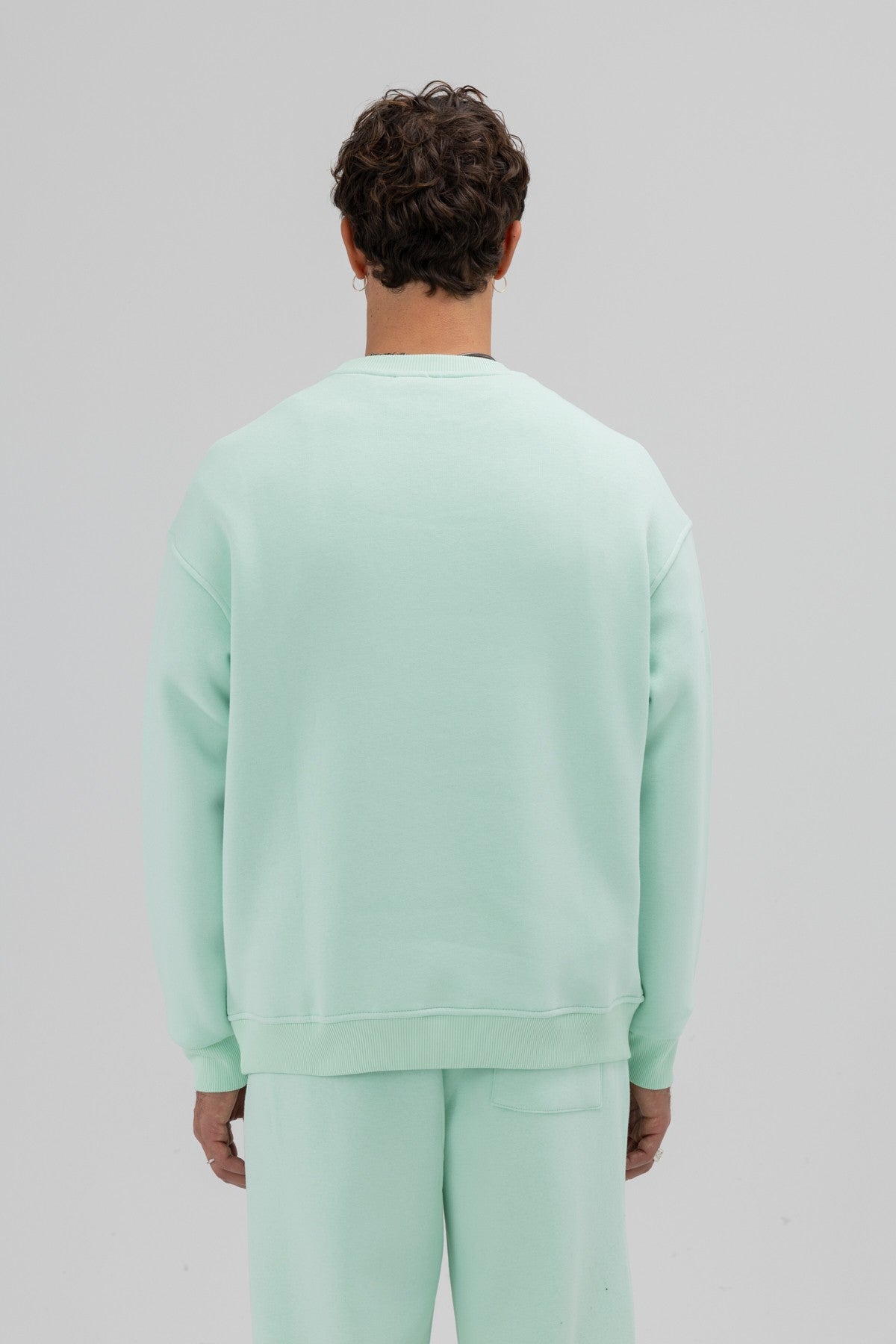 Basic Bisiklet Yaka Oversize Sweatshirt