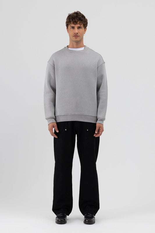 Basic Bisiklet Yaka Oversize Sweatshirt