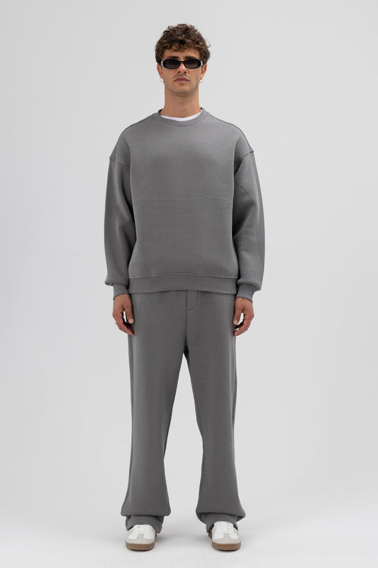 Basic Bisiklet Yaka Oversize Sweatshirt