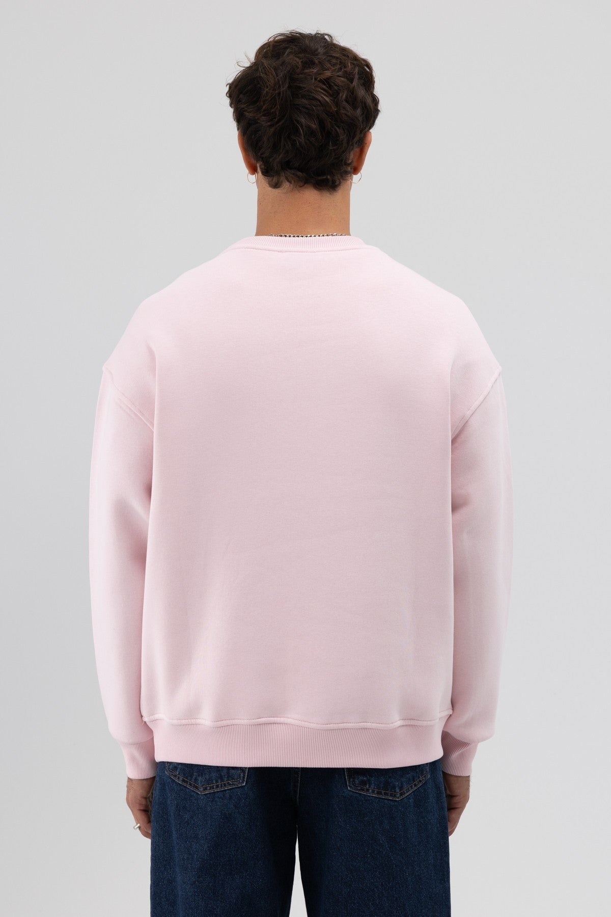 Basic Bisiklet Yaka Oversize Sweatshirt