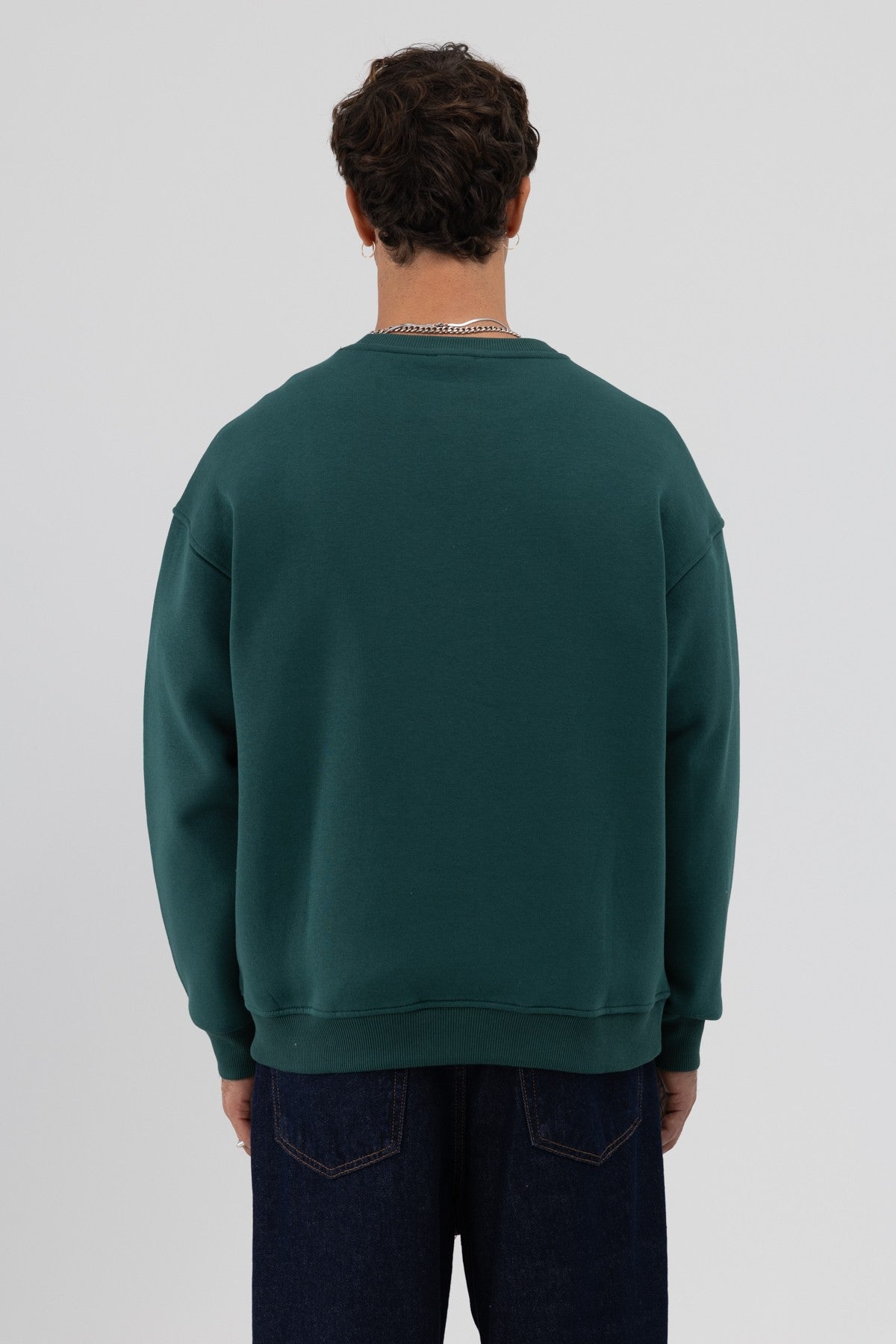 Basic Bisiklet Yaka Oversize Sweatshirt