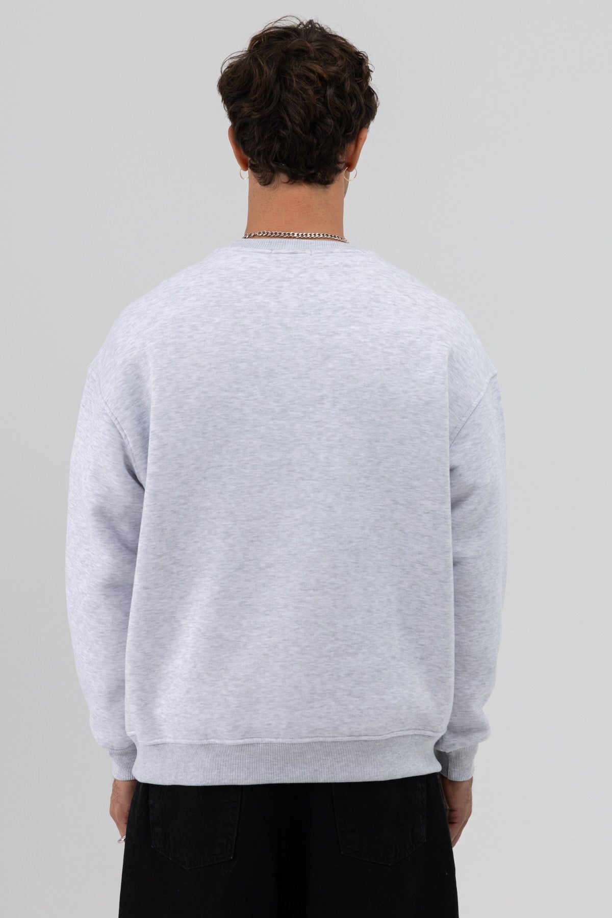 Basic Bisiklet Yaka Oversize Sweatshirt