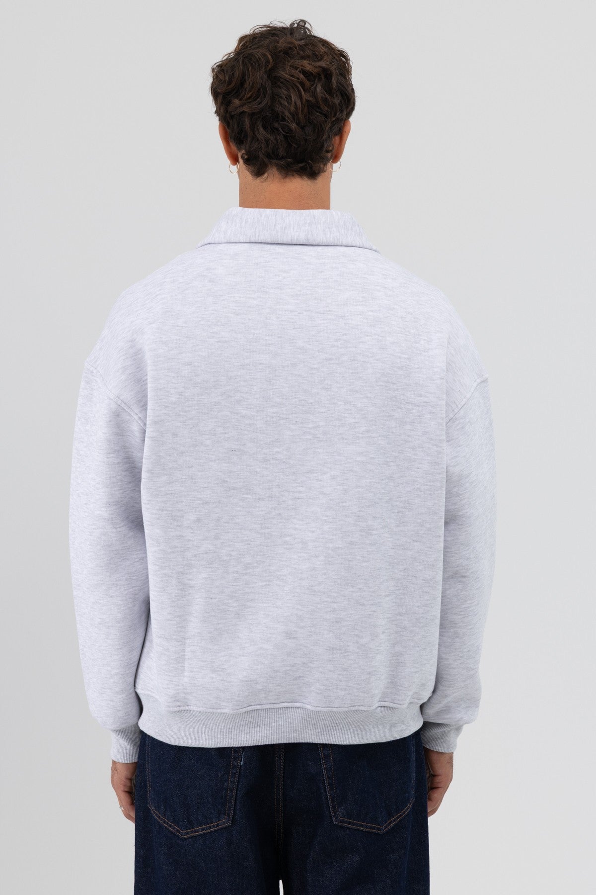 Oversize Fermuarlı Dik Yaka Sweatshirt