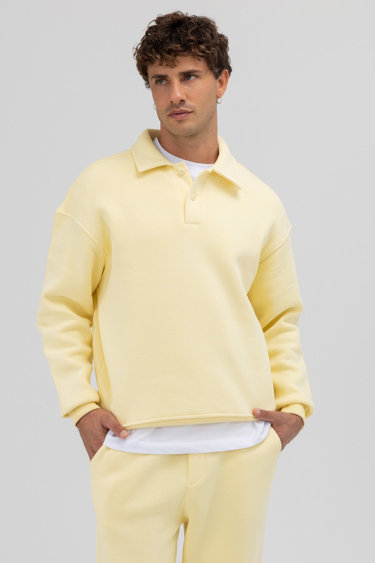Basic Polo Yaka Sweatshirt