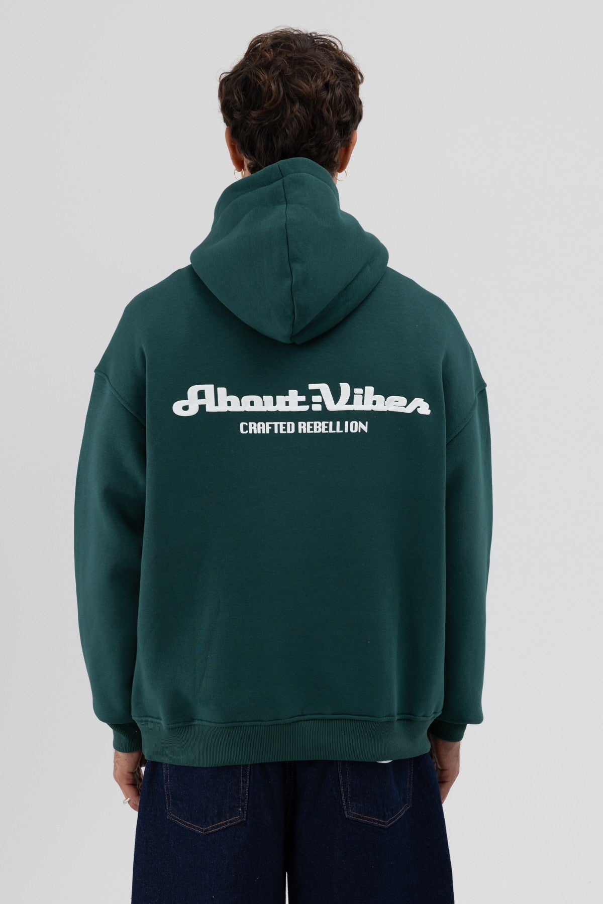 Oversize Kapüşonlu Baskılı Sweatshirt
