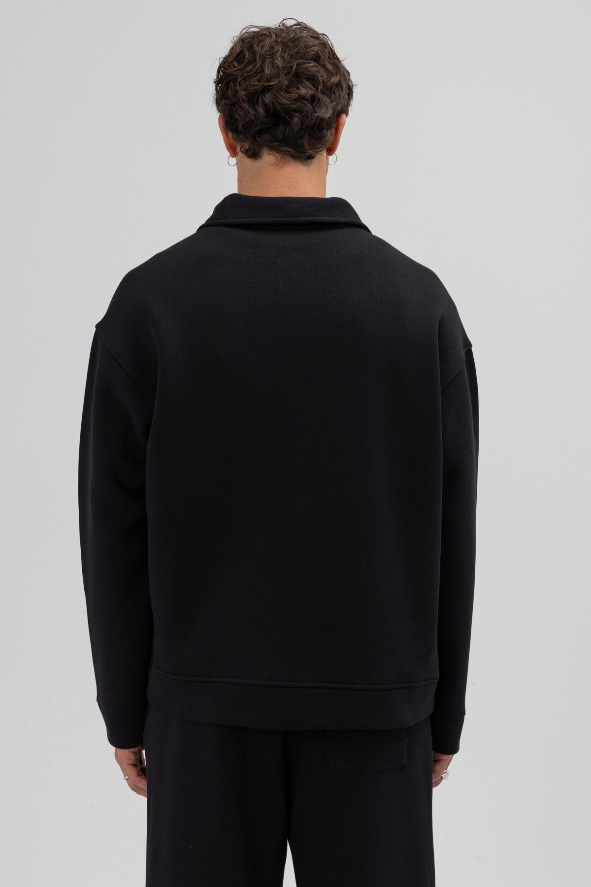 Oversize Önü Fermuarlı Dik Yaka Sweatshirt