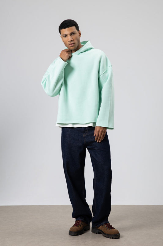Basic Oversize Dikişsiz Kapüşonlu Sweatshirt
