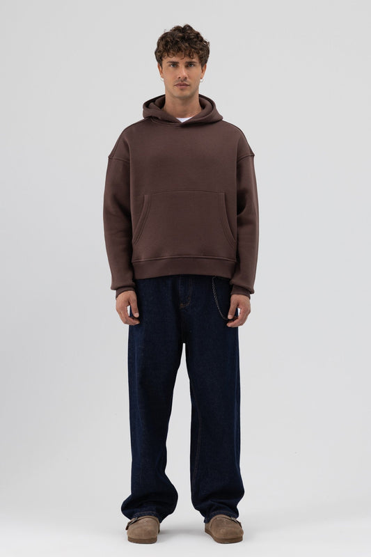 Basic Kapüşonlu Boxy Fit Sweatshirt