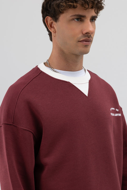 Oversize Bisiklet Yaka Baskılı Sweatshirt