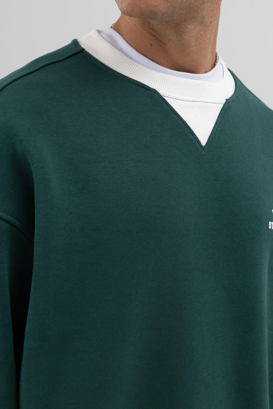 Oversize Bisiklet Yaka Baskılı Sweatshirt