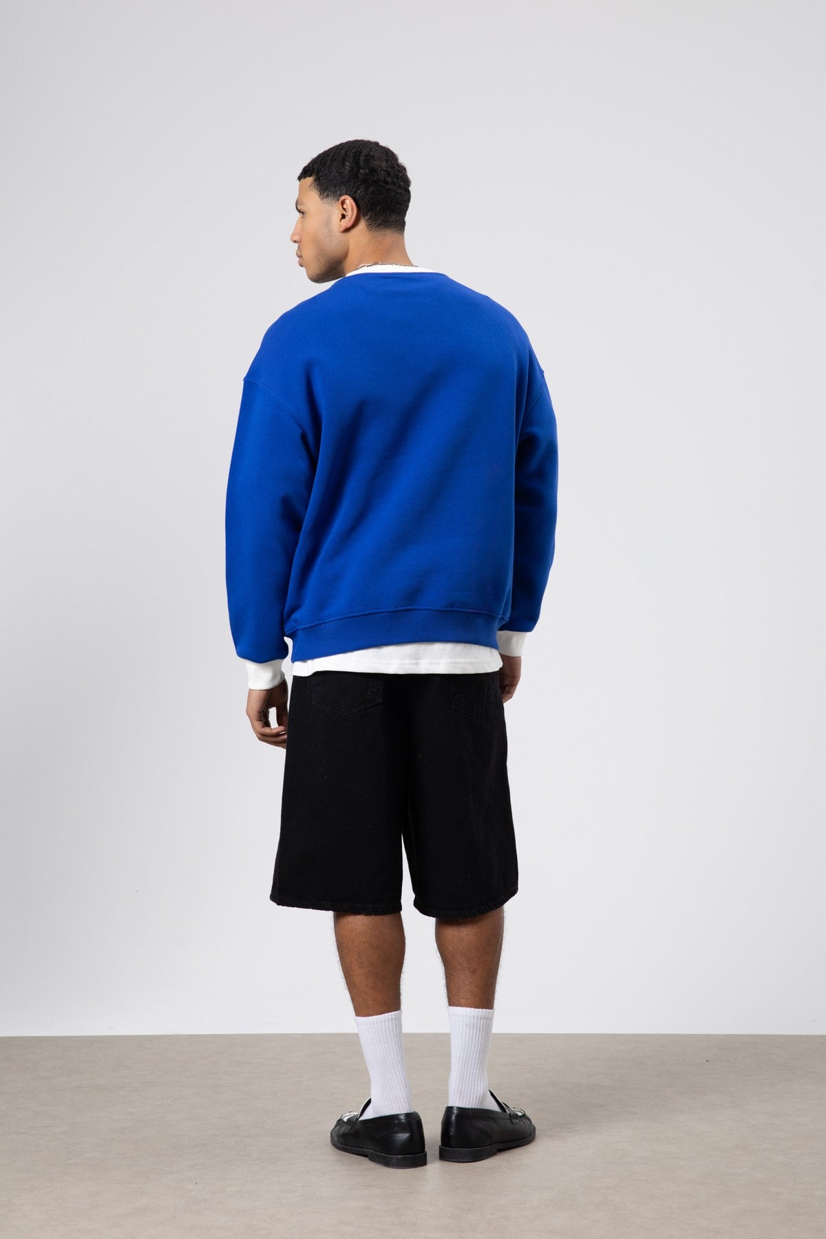 Oversize Bisiklet Yaka Baskılı Sweatshirt