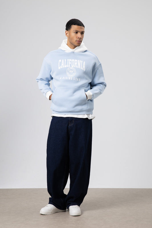 Çift Renk Baskılı Oversize Sweatshirt