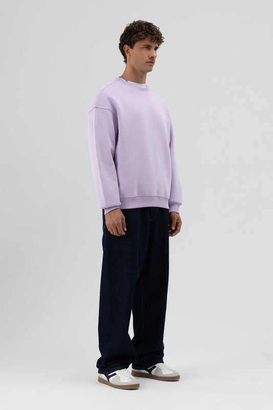 Oversize Bisiklet Yaka Baskılı Sweatshirt