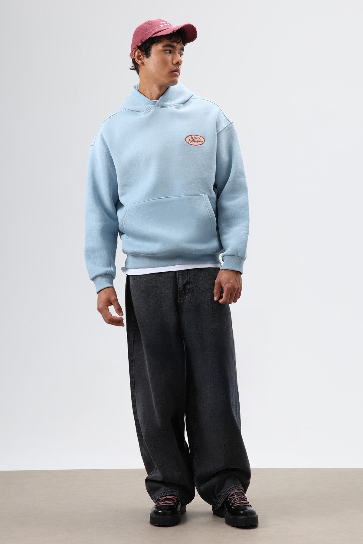 Oversize Baskılı Kapüşonlu Sweatshirt