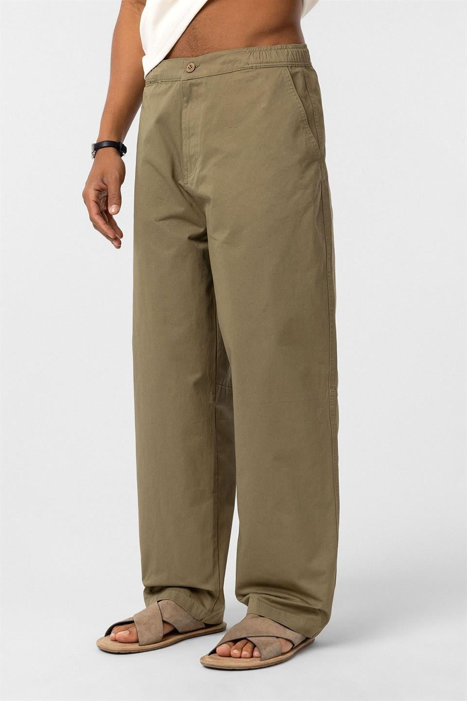 Yıkamalı Gabardin Baggy Pantolon