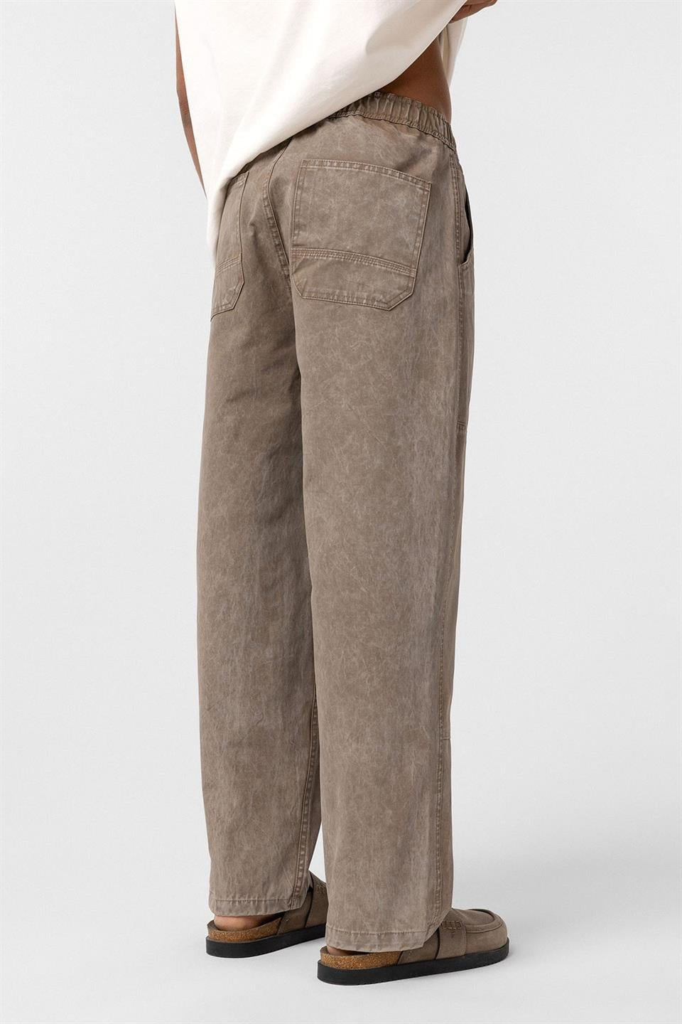 Yıkamalı Baggy Gabardin Pantolon