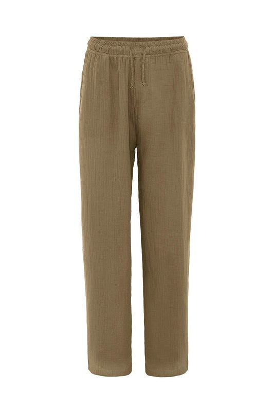 Baggy Fit Müslin Keten Pantolon