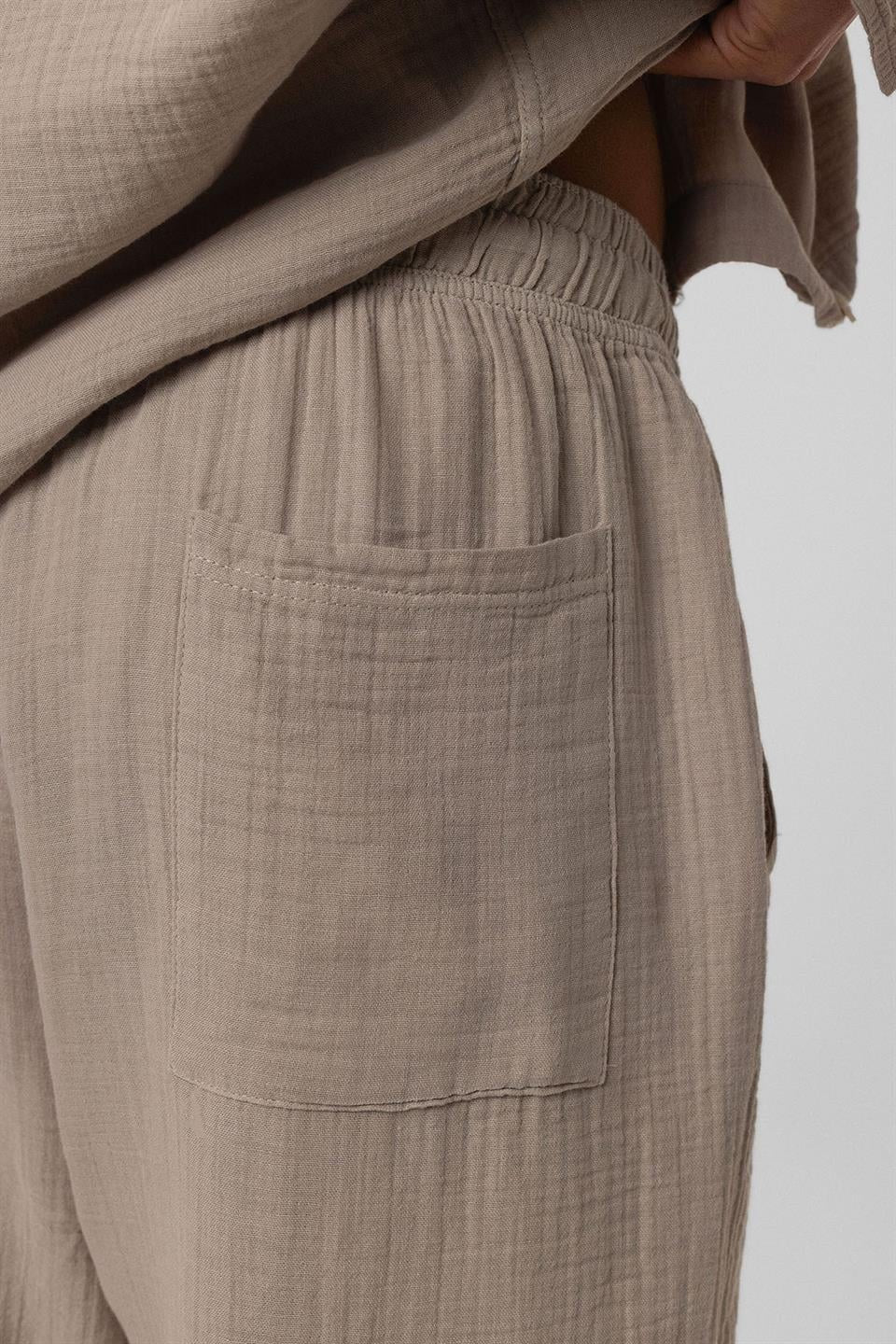 Baggy Fit Müslin Keten Pantolon