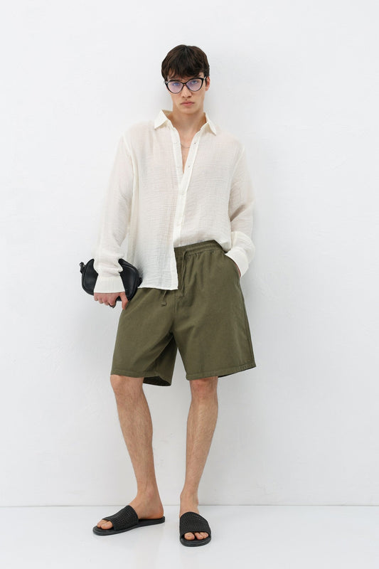 Oversize Keten Şort