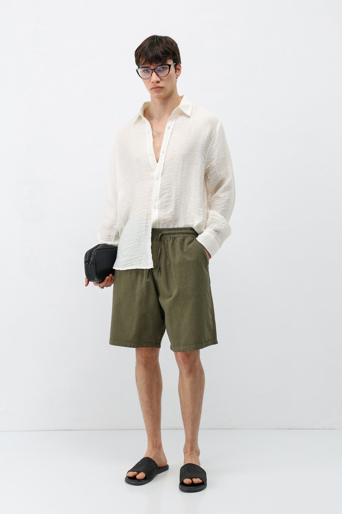 Oversize Keten Şort