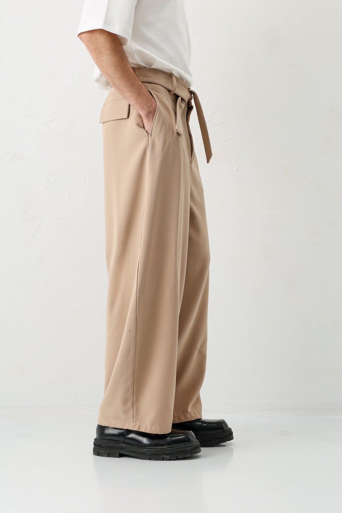Barrel Fit Tailored Fit Kemerli Pantolon