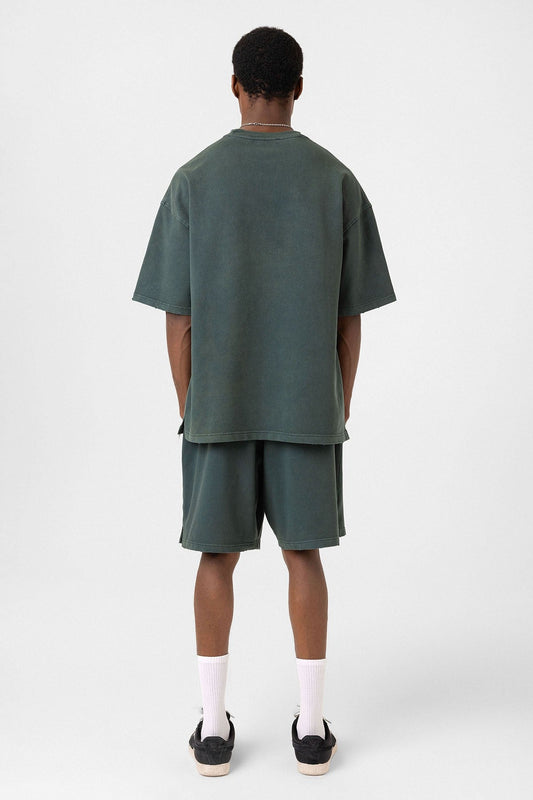 Basic Yıkamalı Oversize Şort Takım