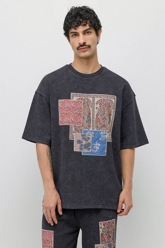 Oversize Baskılı Eşofman Takım Siyah