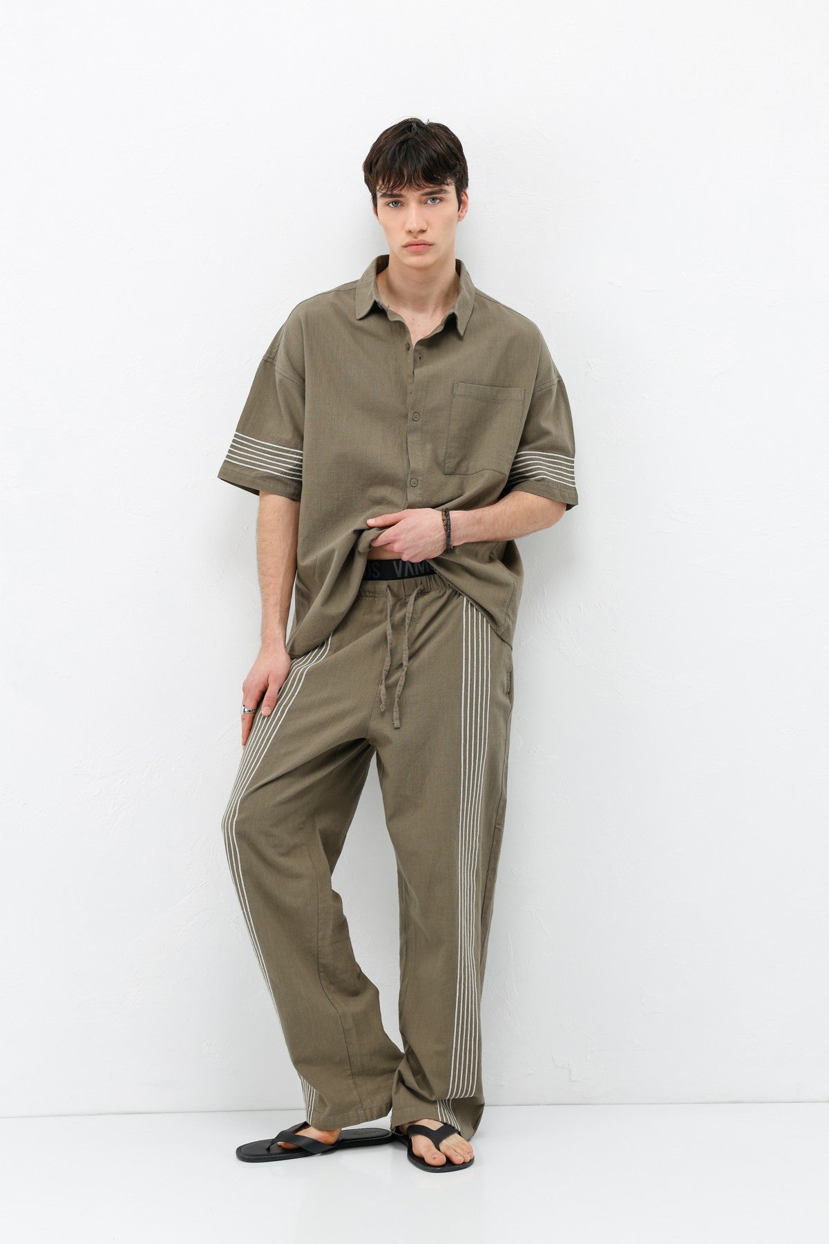 Oversize Keten Alt Üst Takım