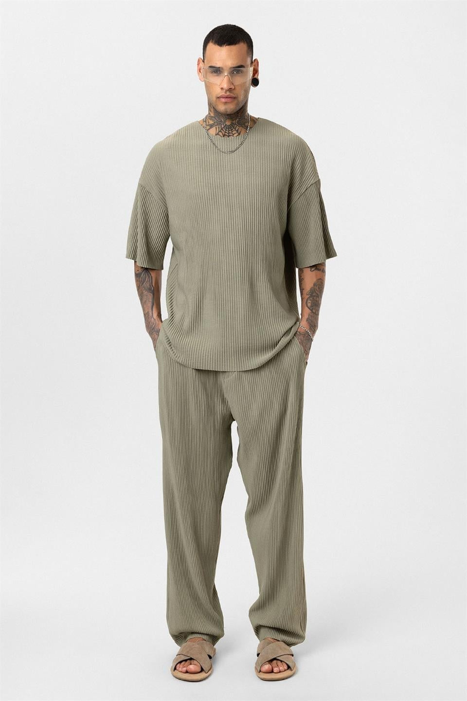 Basic Oversize Bisiklet Yaka Ottoman Takım