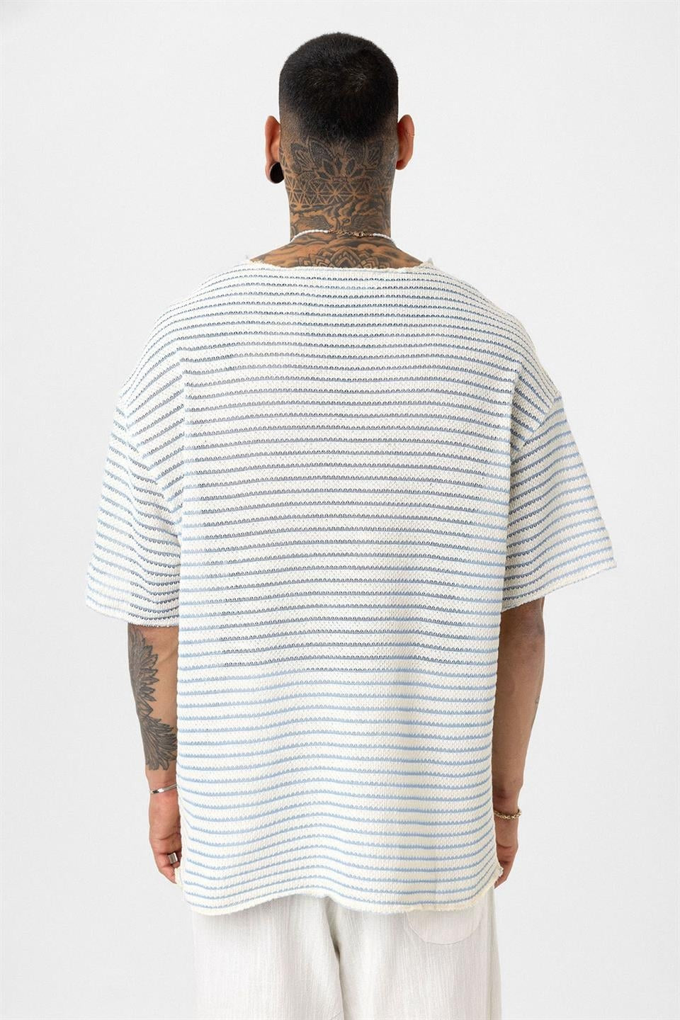 Çizgili Oversize Triko Tişört
