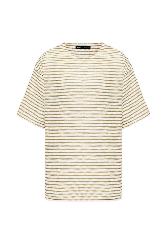 Çizgili Oversize Triko Tişört 30-773