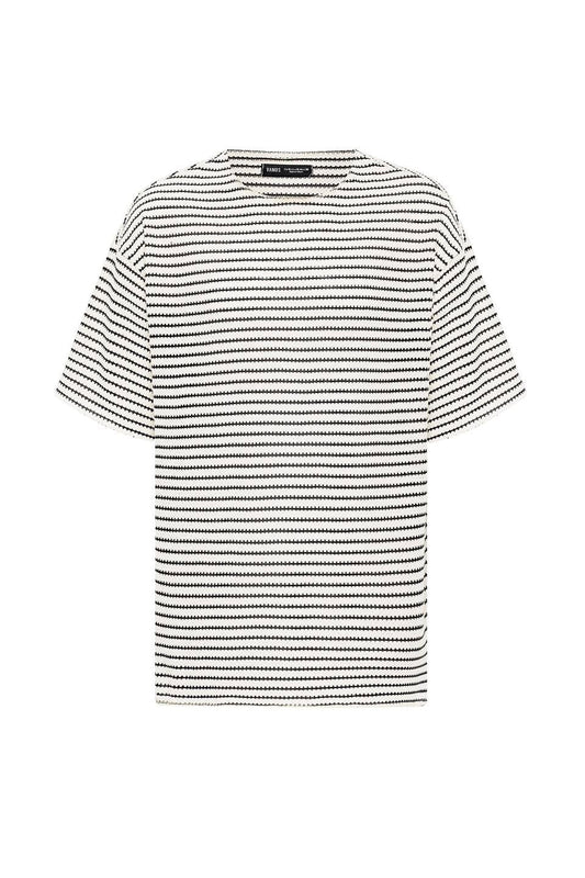 Çizgili Oversize Triko Tişört 30-773
