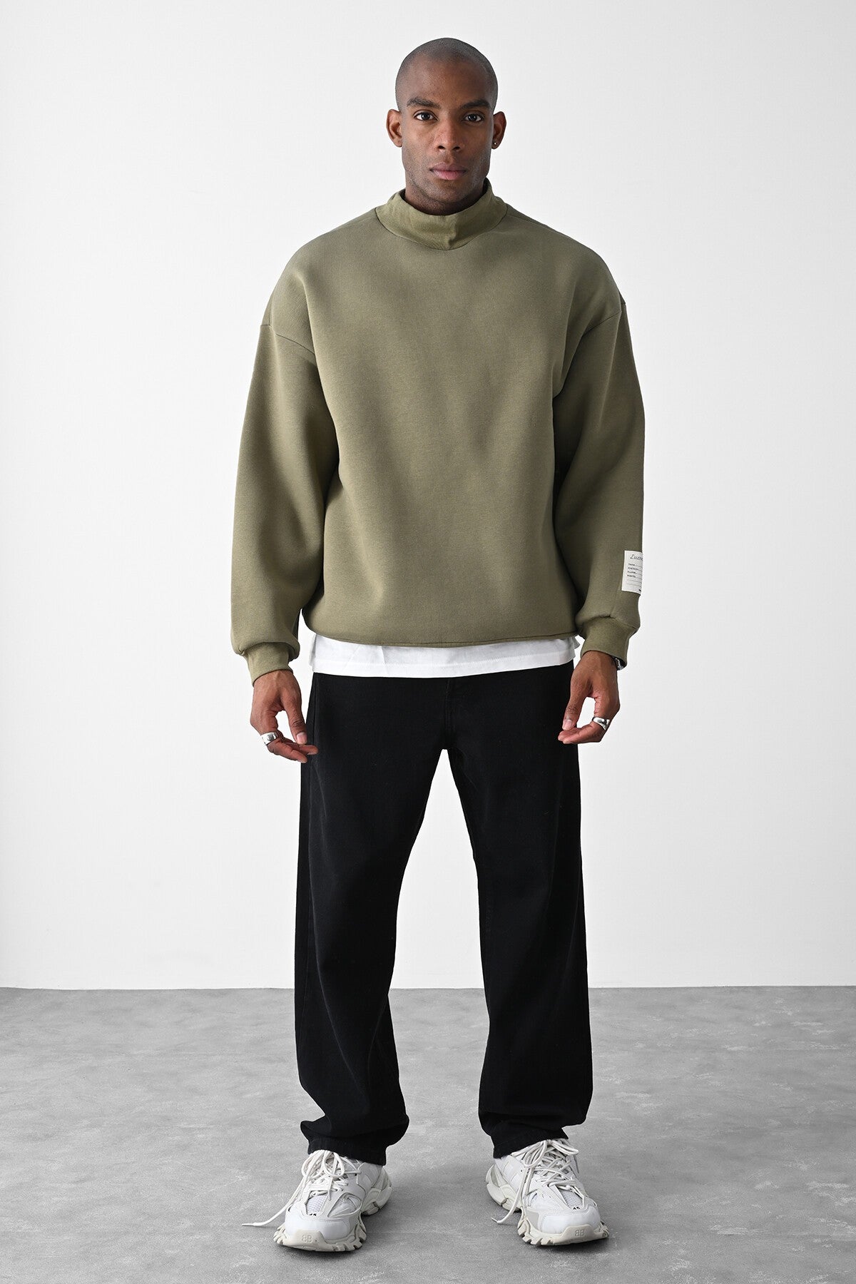Vizon Kart Detaylı Oversize Sweatshirt