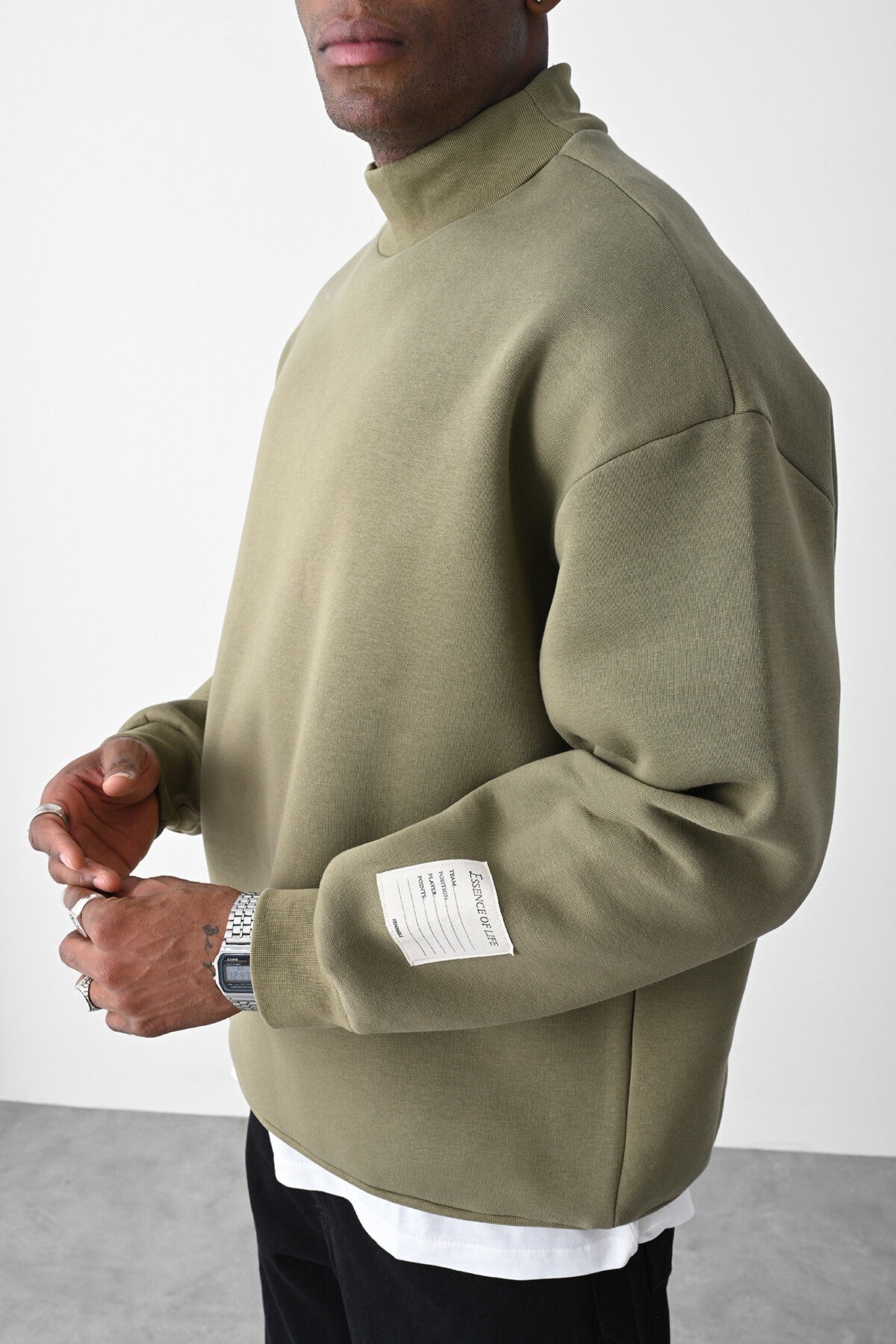 Vizon Kart Detaylı Oversize Sweatshirt