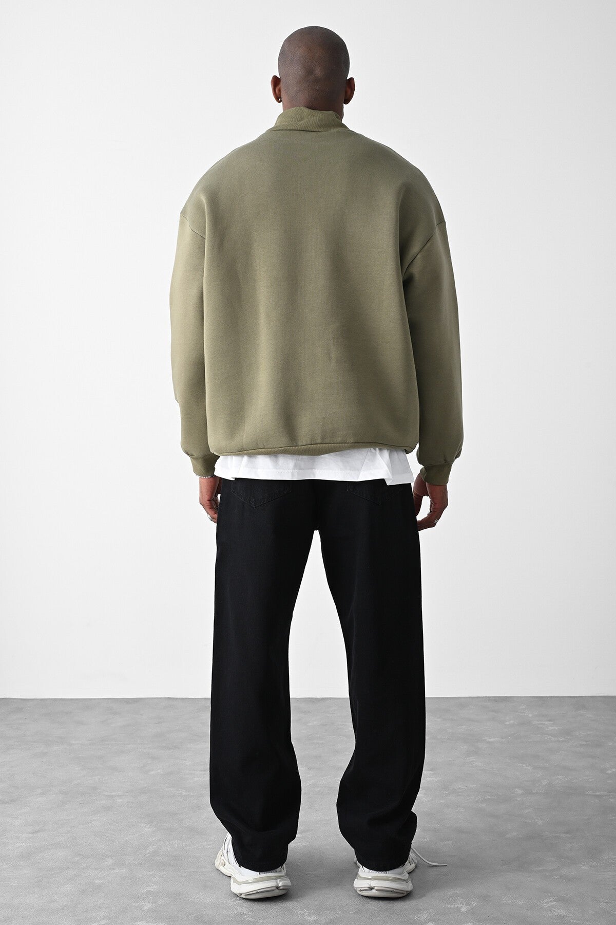 Vizon Kart Detaylı Oversize Sweatshirt