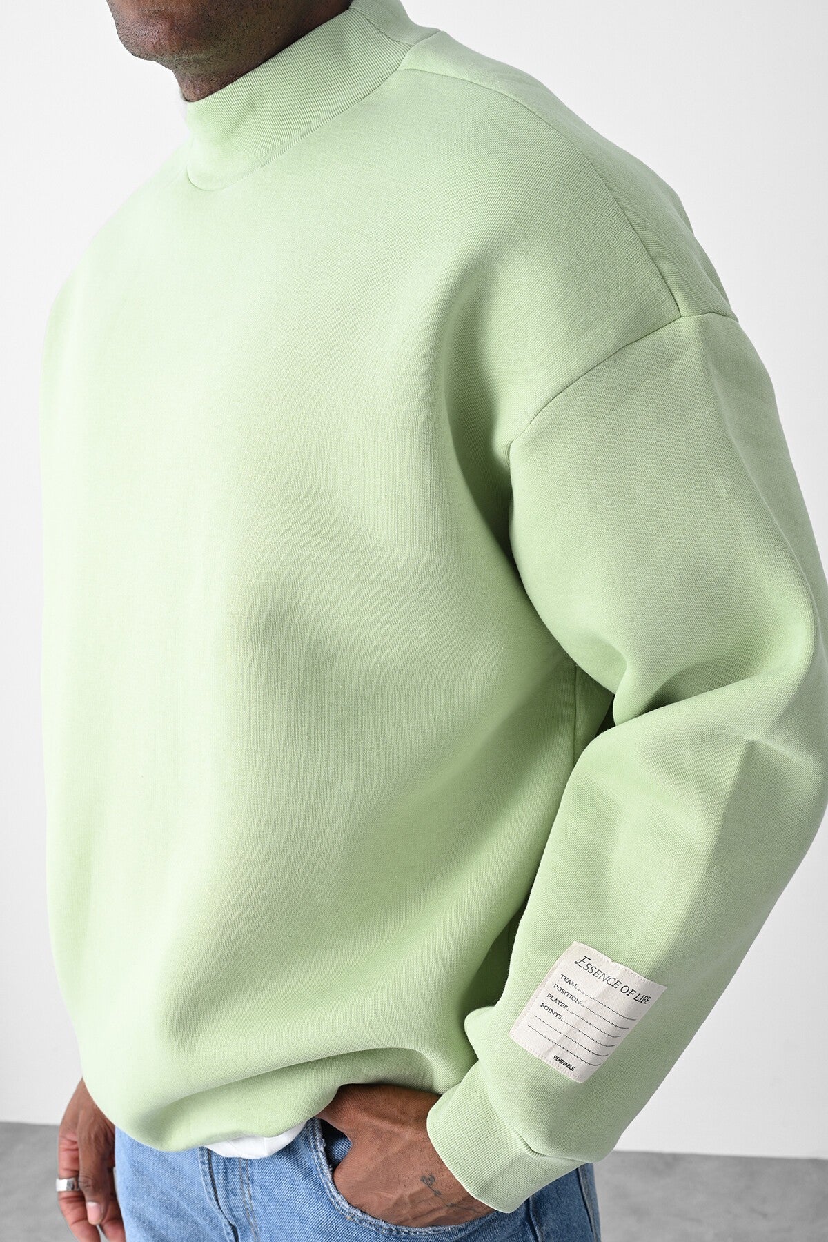 Vizon Kart Detaylı Oversize Sweatshirt