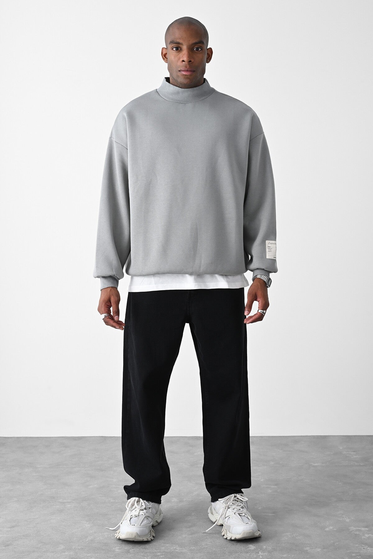 Vizon Kart Detaylı Oversize Sweatshirt