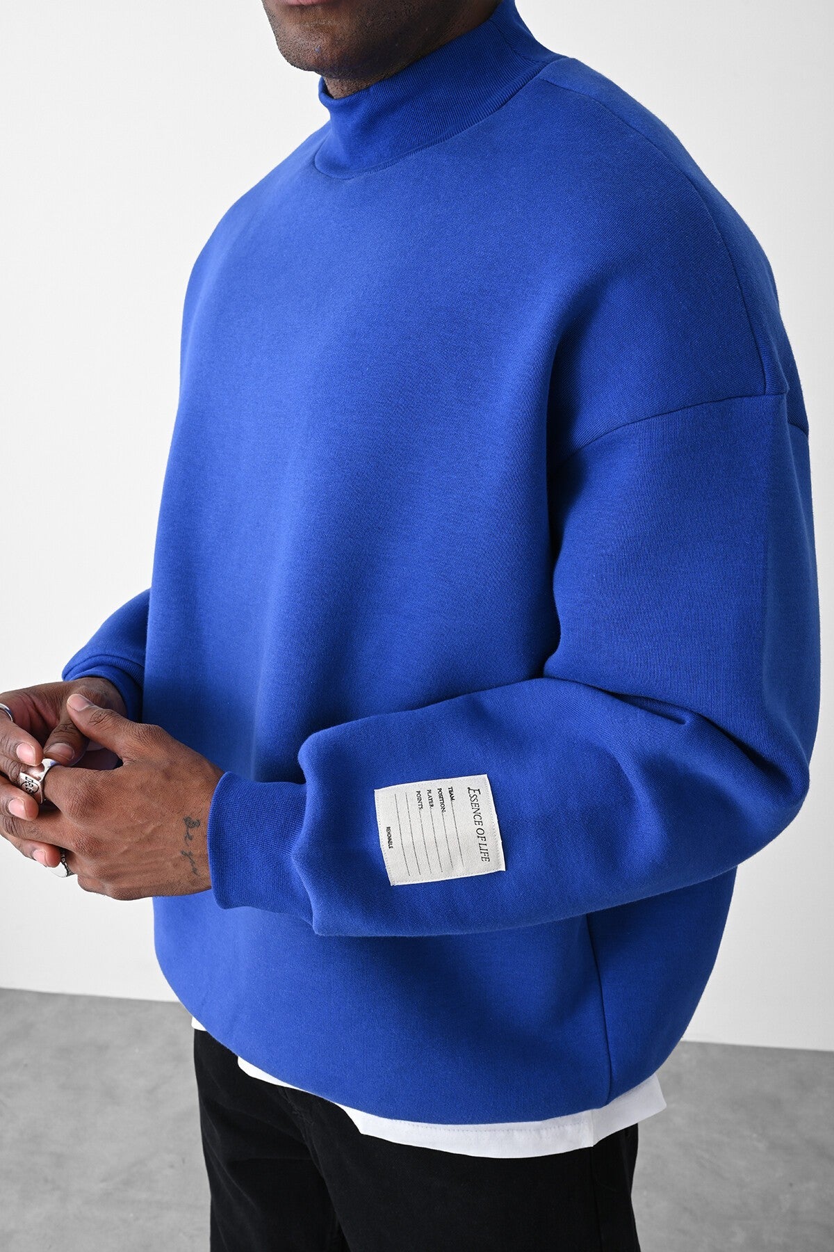 Vizon Kart Detaylı Oversize Sweatshirt