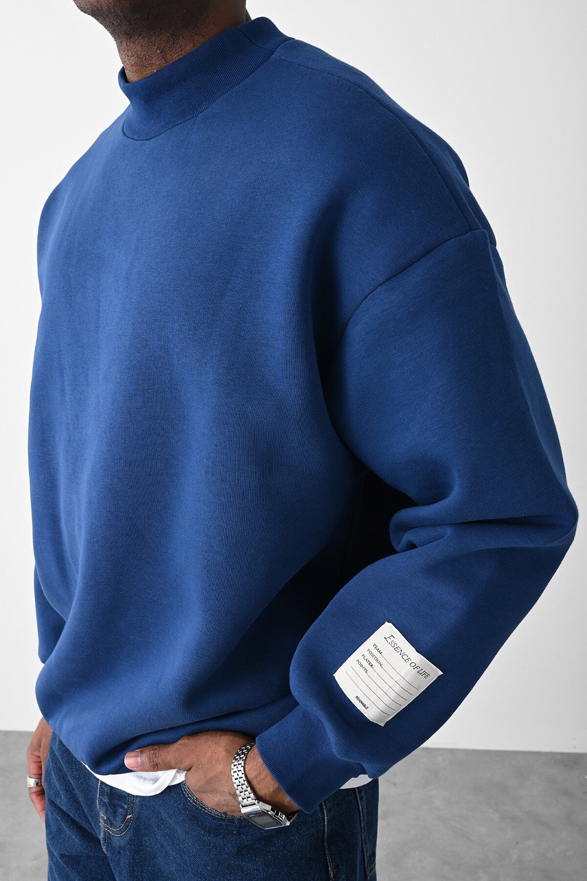 Vizon Kart Detaylı Oversize Sweatshirt