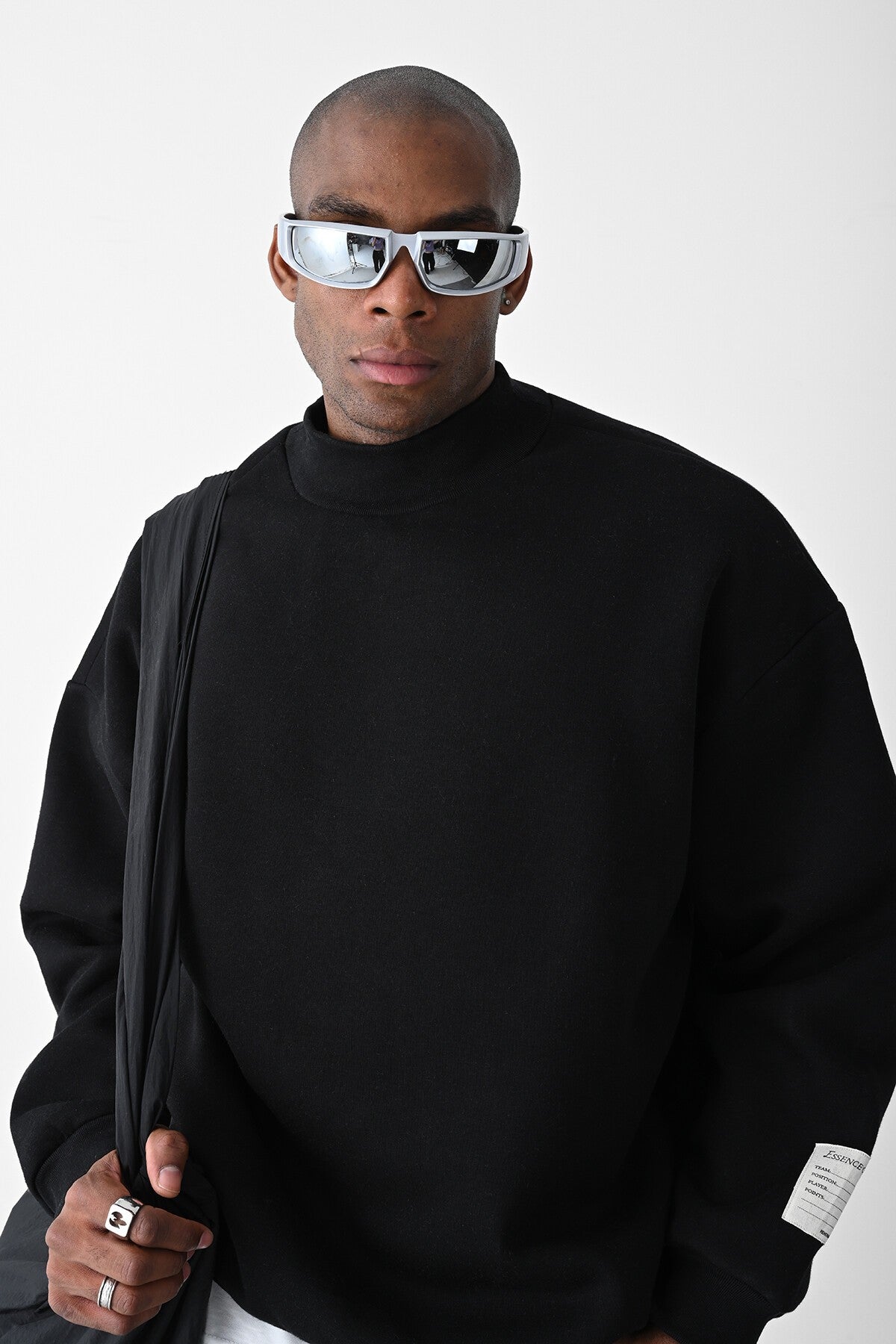 Kart Detaylı Oversize Sweatshirt