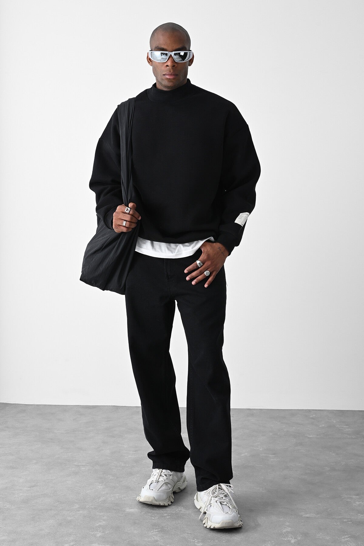 Kart Detaylı Oversize Sweatshirt