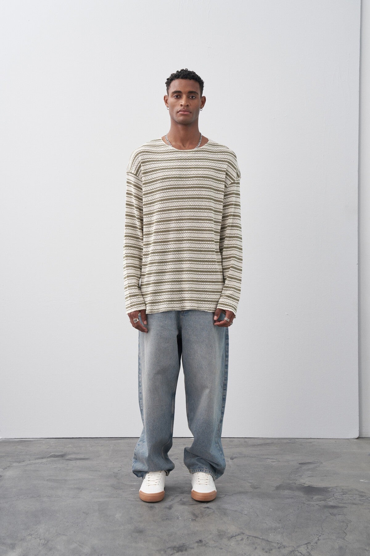Çizgili Oversize Triko Tişört