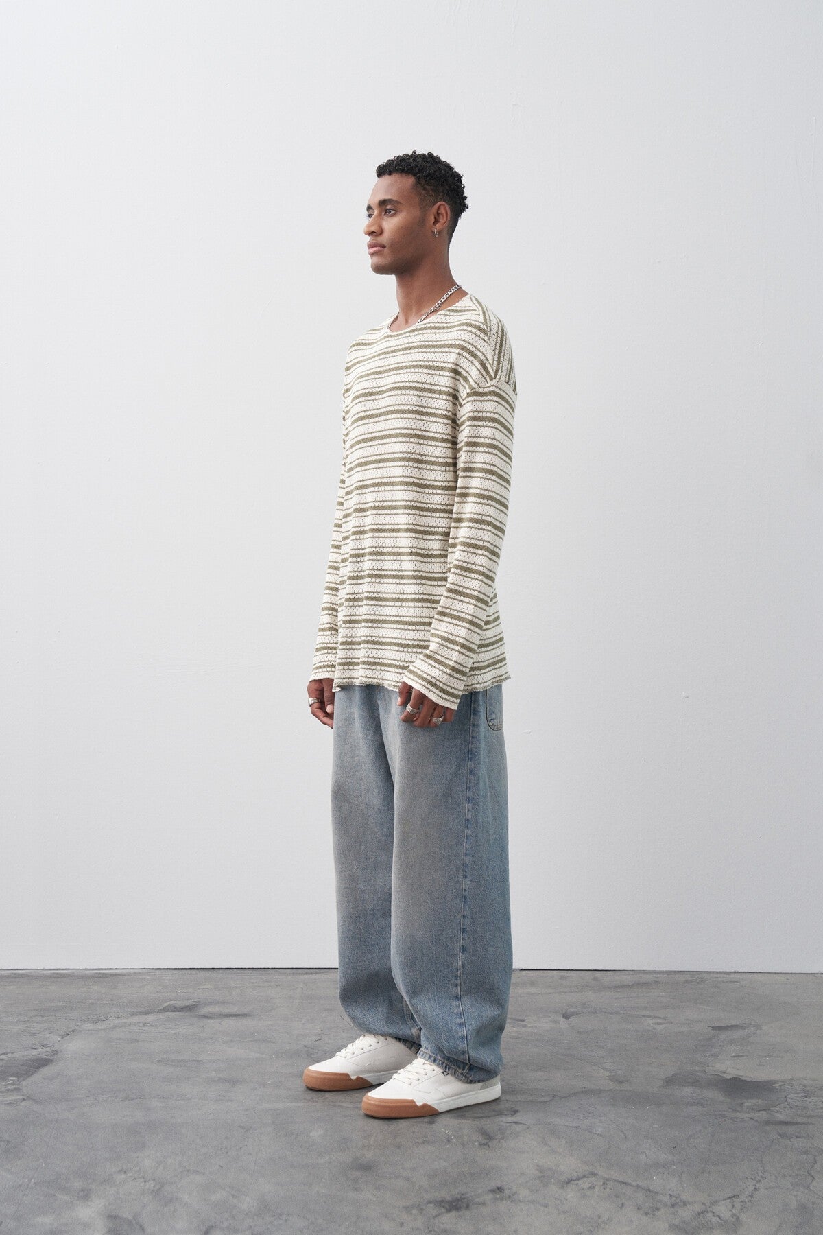Çizgili Oversize Triko Tişört