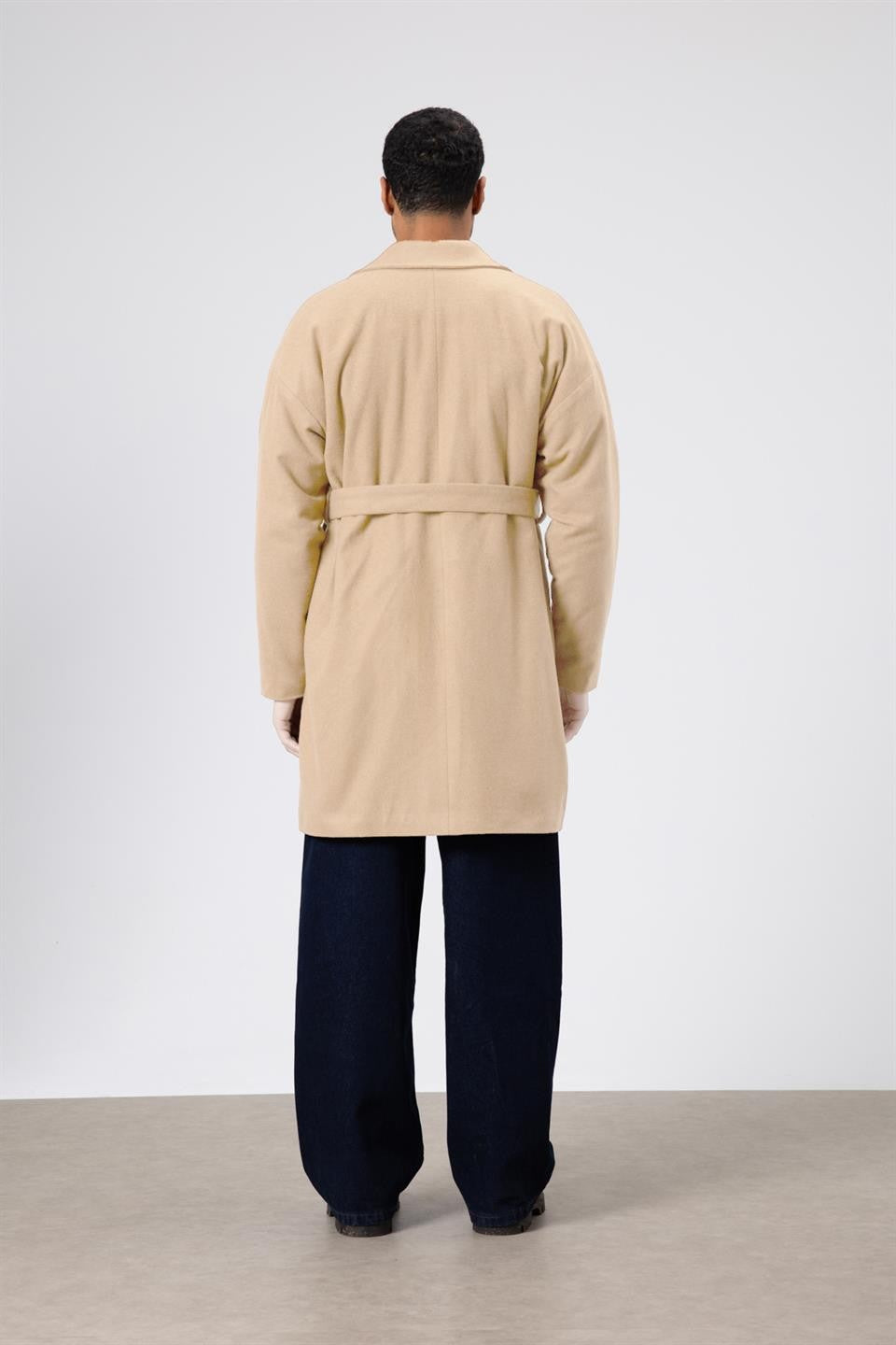 Kemerli Oversize Kaşe Kaban