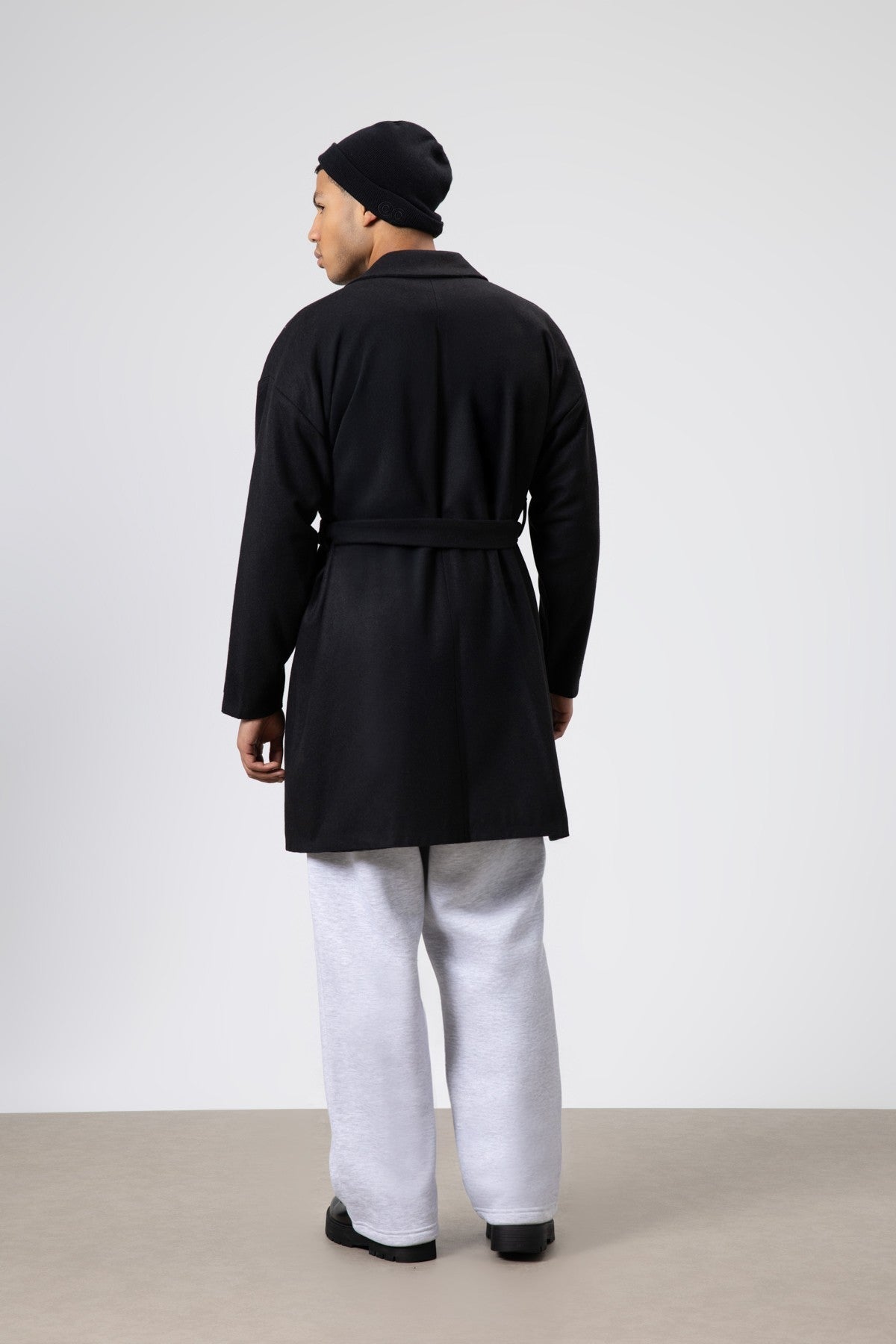 Kemerli Oversize Kaşe Kaban