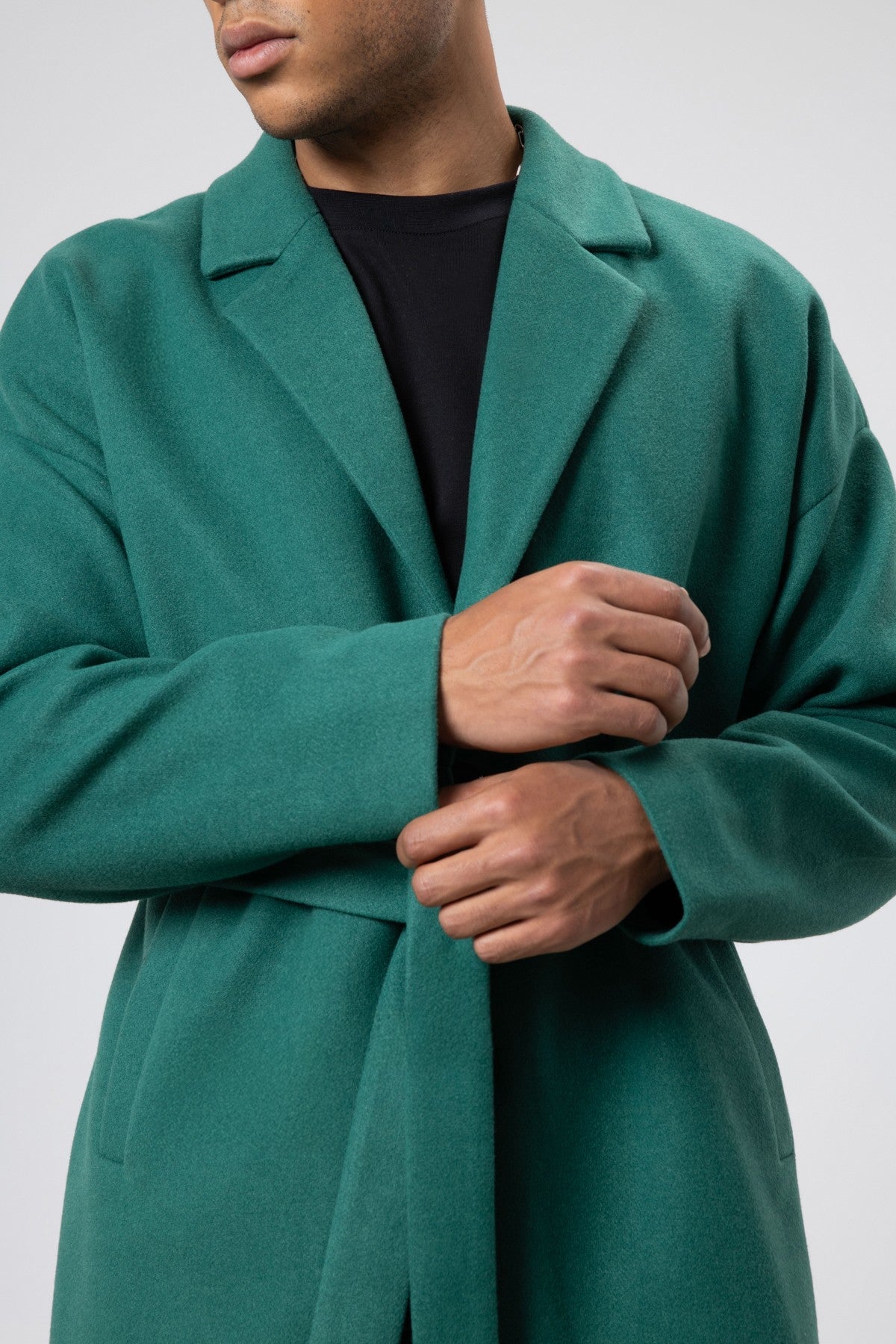 Kemerli Oversize Kaşe Kaban