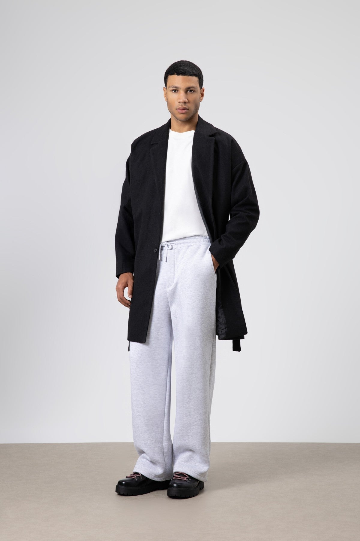 Kemerli Oversize Kaşe Kaban