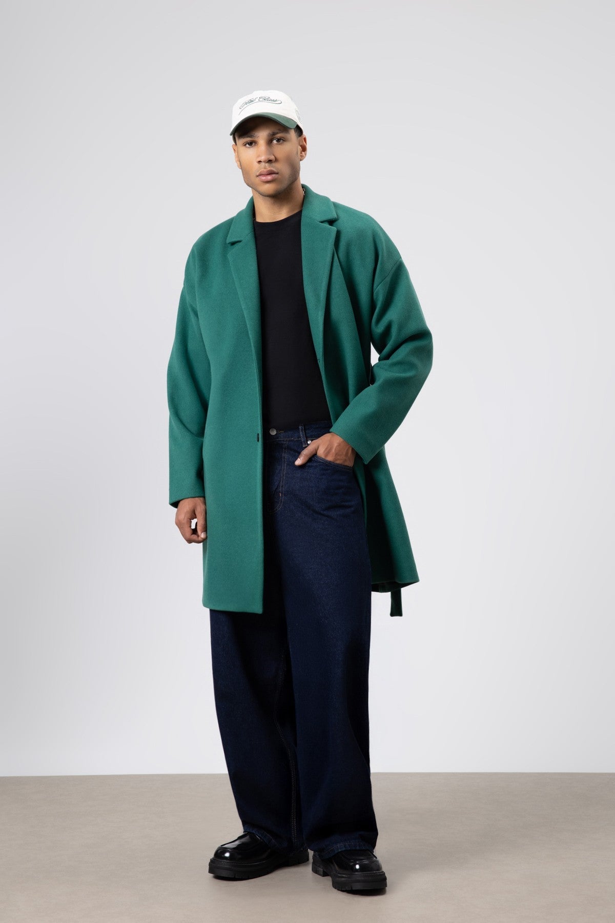 Kemerli Oversize Kaşe Kaban