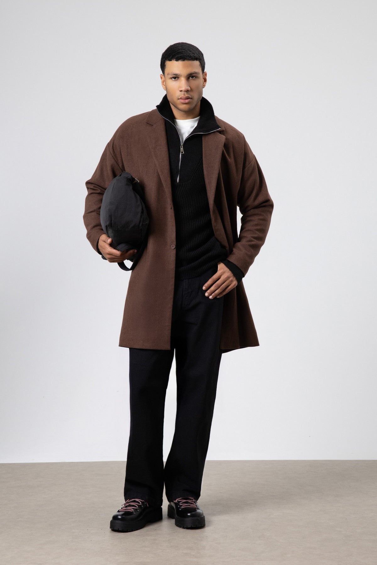 Kemerli Oversize Kaşe Kaban